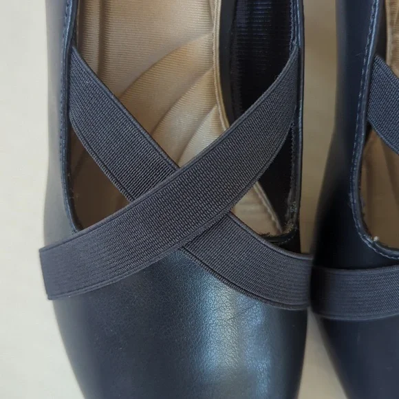 Easy Street Zaylee Faux Leather Criss Cross Strappy Slip On Heels 10M Blue - Picture 8 of 16